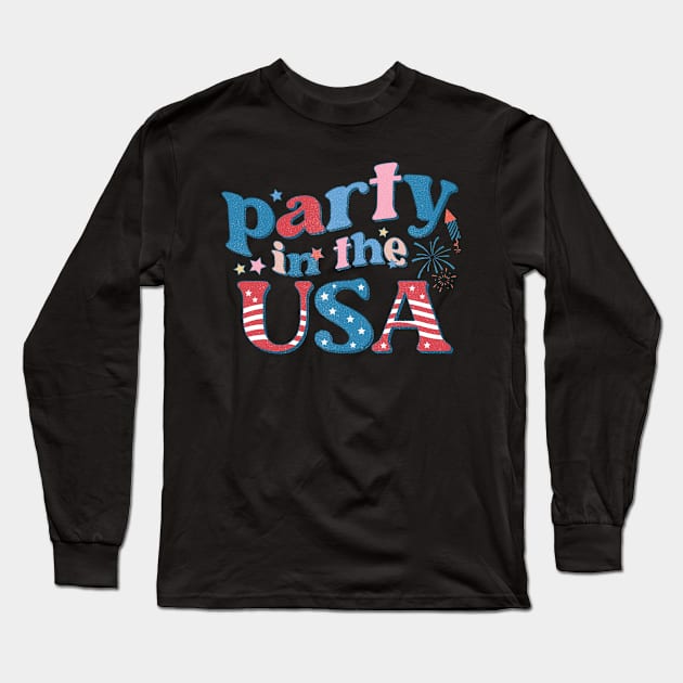 Party in the USA 4th of July Design Long Sleeve T-Shirt by Kribis